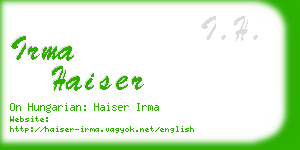 irma haiser business card